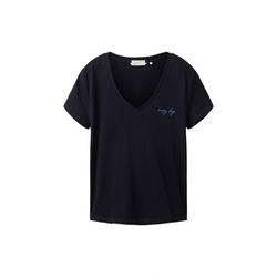 Tom Tailor Denim T-shirt avec col en V - bleu (10668)