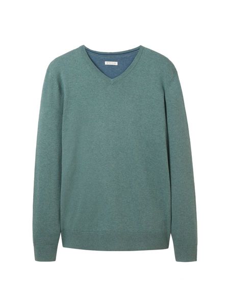 Tom Tailor Mottled sweater with a V-neckline - green (32619)