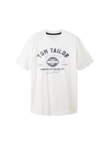 Tom Tailor T-Shirt mit Logo Print - weiß (20000)