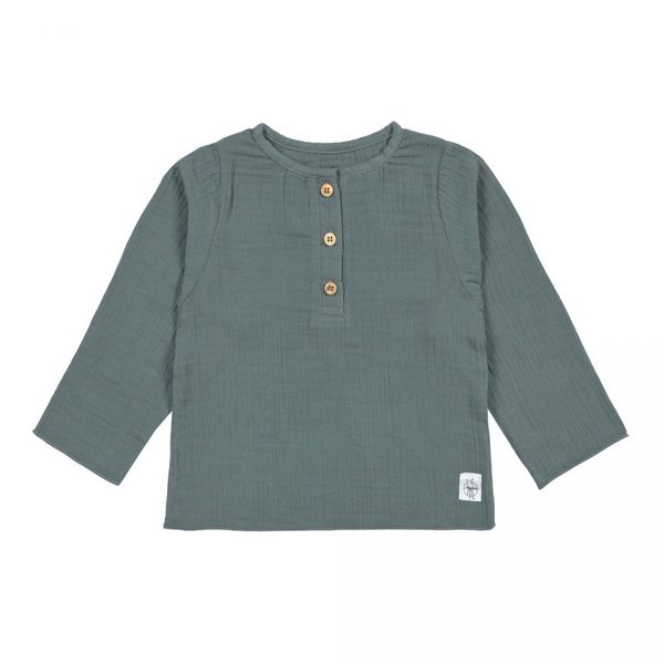 Lässig T-shirt manches longues en mousseline - coton bio - vert (Vert Petrole )
