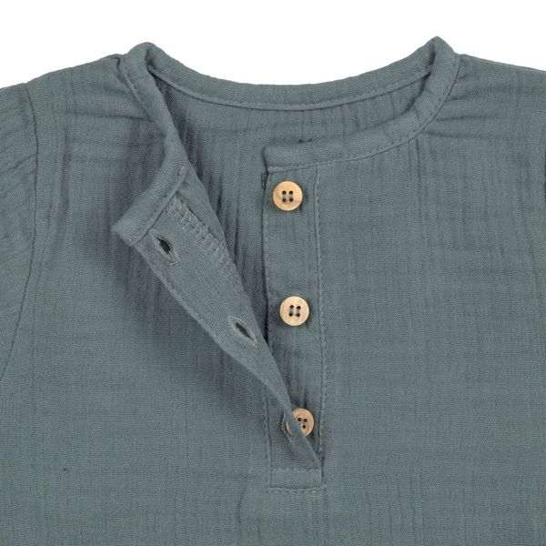 Lässig T-shirt manches longues en mousseline - coton bio - vert (Vert Petrole )