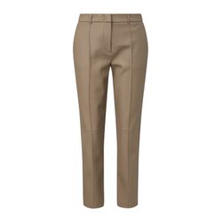 s.Oliver Black Label Relaxed: imitation leather trousers - brown (8516)