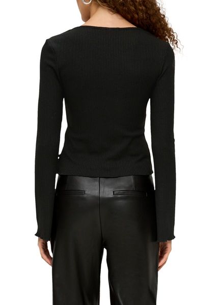Q/S designed by Ribbed viscose blend shirt jacket  - black (9999)