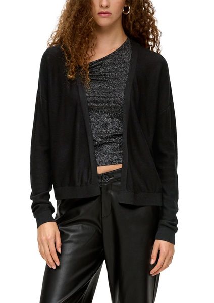 Q/S designed by Cardigan with ribbed trim  - black (9999)