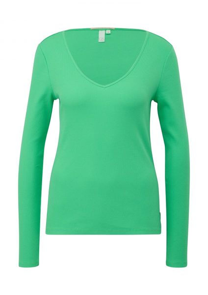 Q/S designed by Ribbed long sleeve made from stretch cotton   - green (7306)