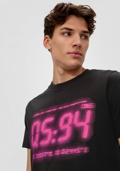 Q/S designed by T-shirt en coton avec imprimé graphique   - noir (99D0)