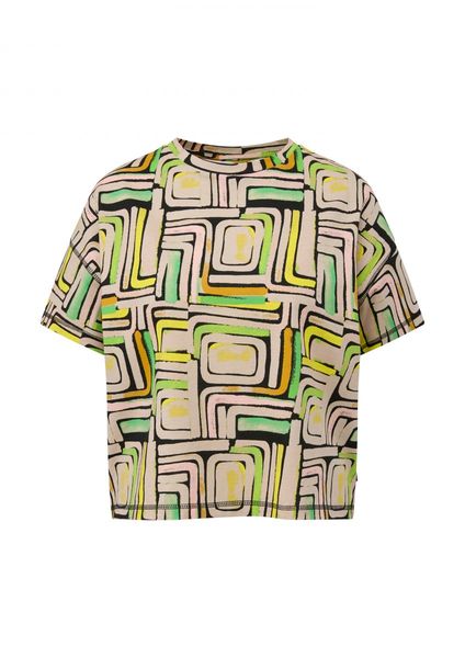 Q/S designed by T-shirt imprimé en coton   - noir/vert/jaune (99A3)