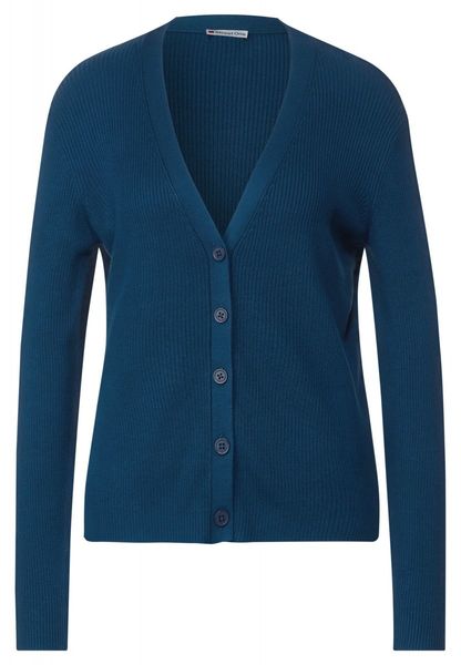 Street One Cardigan with rib structure - blue (15246)