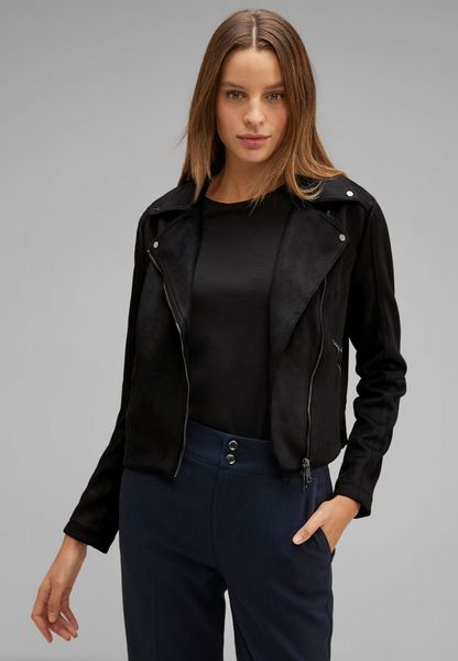 Street One Velvet biker jacket - black (10001)