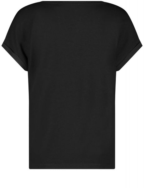 Taifun Casual shirt with open round neckline - black (01100)