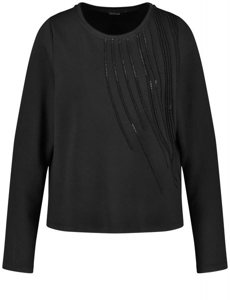 Taifun Sweatshirt with sparkling embroidery - black (01100)
