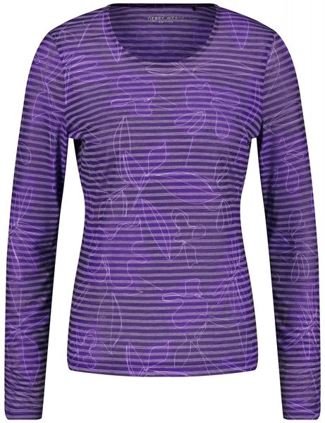 Gerry Weber Edition Striped long sleeve shirt with floral pattern - pink/purple (03039)