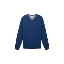 Tom Tailor Knitted jumper with V-neck - blue (32618)