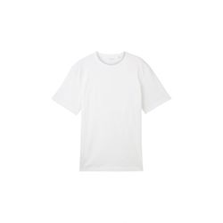 Tom Tailor Basic T-Shirt mit Logo Print - weiß (20000)