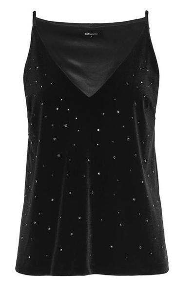 BSB Velvet blouse with rhinestones - black (BLACK )