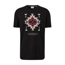 s.Oliver Red Label T-shirt with flame yarn structure   - black (99D1)