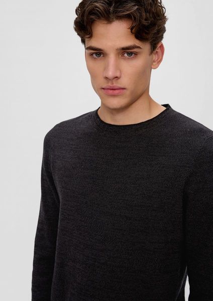 Q/S designed by Pull-over en tricot de pur coton - noir (99W0)