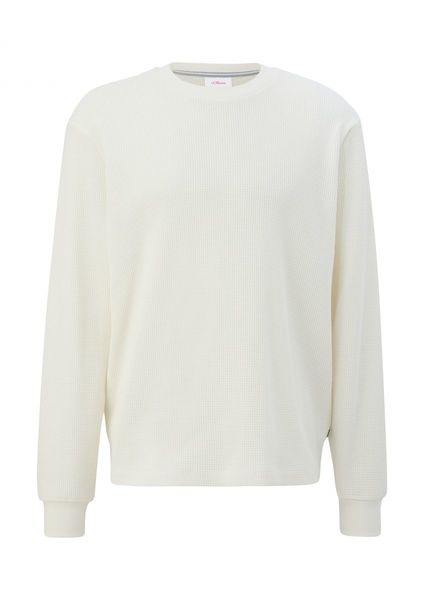 s.Oliver Red Label Sweatshirt mit Waffelpiqué-Struktur - weiß (0240)