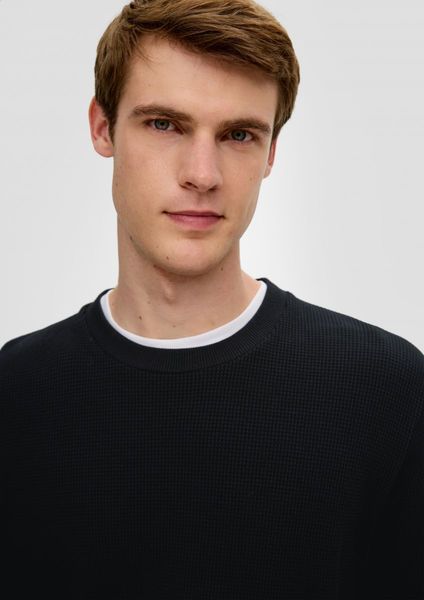 s.Oliver Red Label Sweatshirt with waffle piqué structure - black (9999)