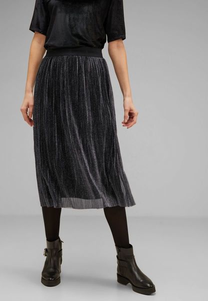Street One Pleated skirt with glitter - black (10001)