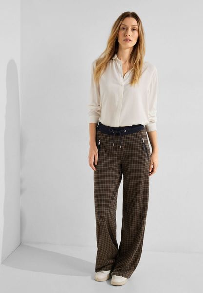 Cecil Houndstooth Loose Fit Trousers - blue (34077)