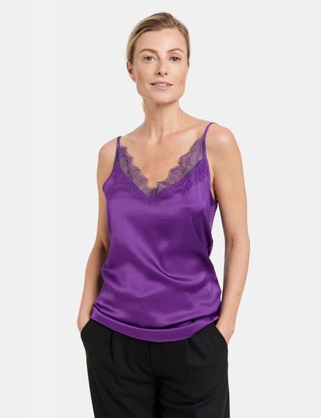 Gerry Weber Collection Flowing top with lace trim - purple (30909)