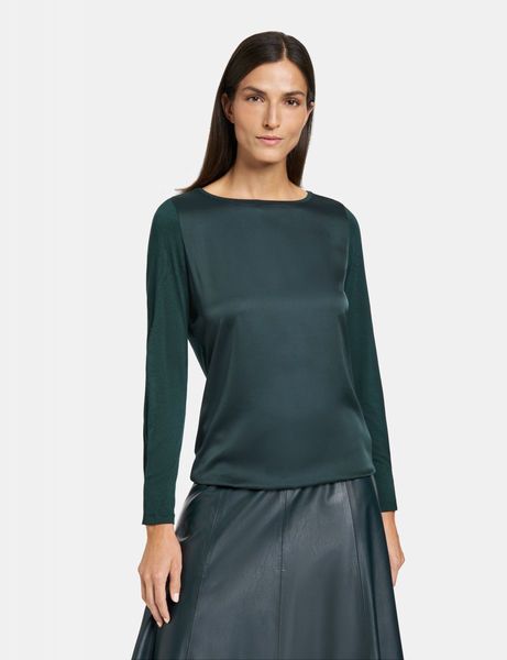Gerry Weber Edition Flowing long sleeve top with fabric panelling  - green (50939)