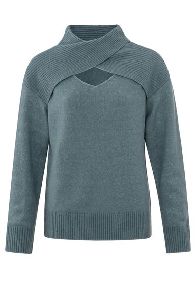 Yaya Pullover mit Ausschnittdetail - blau (84214)