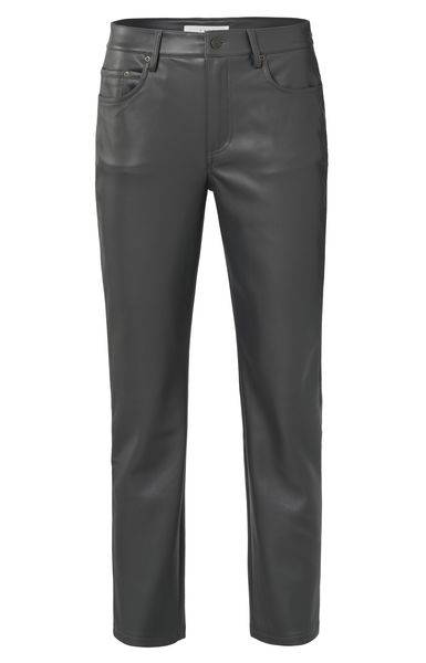 Yaya Pantalon droit en similicuir - gris (90203)