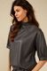 Yaya Faux leather top with high neck - gray (90203)