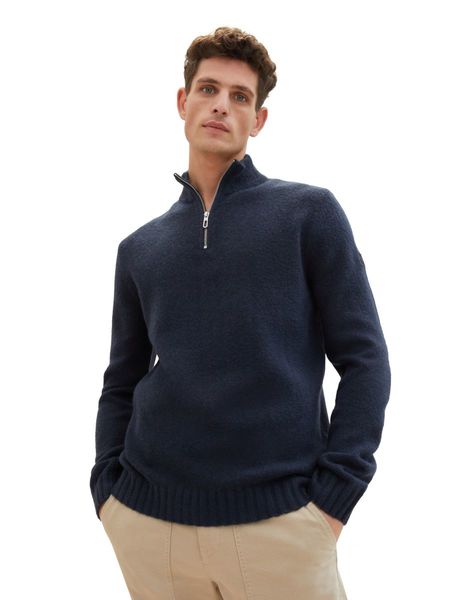 Tom Tailor Troyer knitted sweater with recycled polyester - blue (24831)