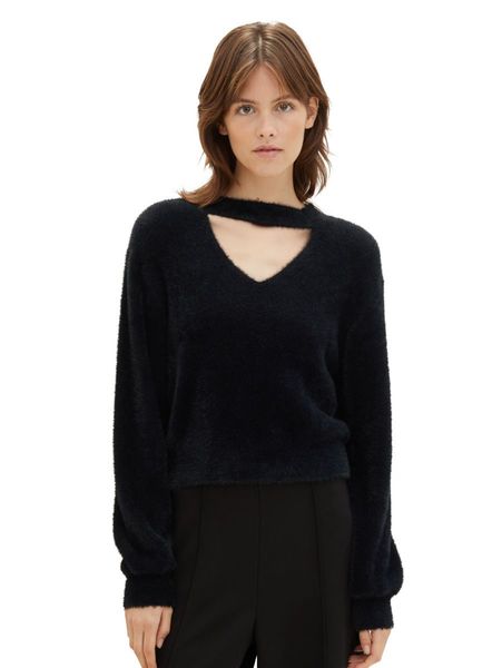Tom Tailor Denim Knitted jumper with cut out - black (14482)