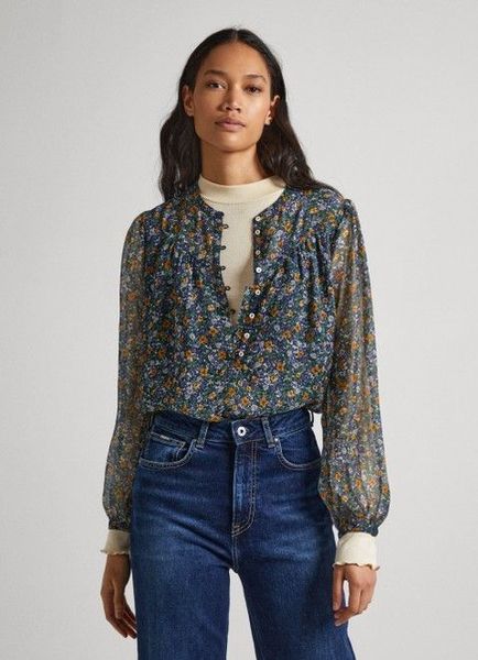 Pepe Jeans London Blouse with floral pattern - orange/blue (0AA)