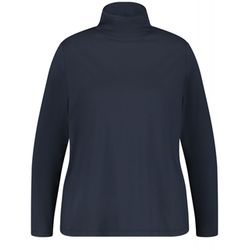 Samoon Long sleeve top with a stand-up collar - blue (08450)