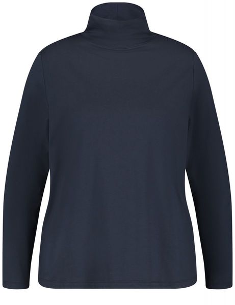 Samoon T-shirt long avec col montant - bleu (08450)