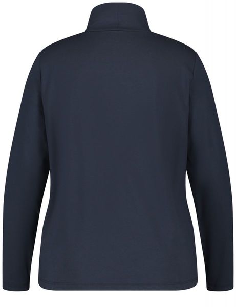 Samoon Long sleeve top with a stand-up collar - blue (08450)