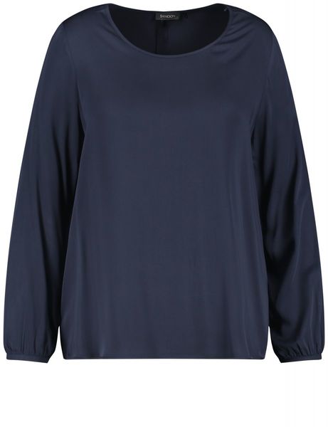 Samoon Blouse top made of satin with a matte sheen - blue (08450)