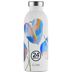 24Bottles Drinking bottle CLIMA (500ml) - white/blue (Cosmic Flowers )