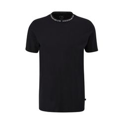 Q/S designed by Cotton shirt with ribbed trim   - black (9999)