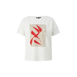 comma T-shirt en coton mélangé avec modal   - blanc (01D8)