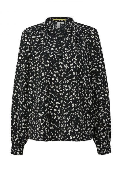 Q/S designed by Crêpe blouse with decorative trim  - black (99A6)