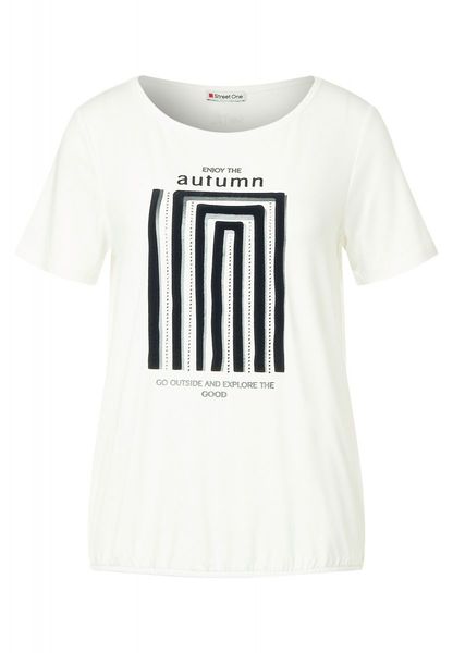 Street One T-shirt with flock print - white (20108)