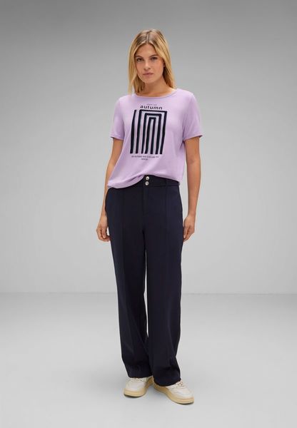Street One T-shirt with flock print - purple (25289)