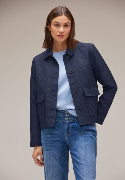 Street One Short jacket in check design - blue (10128)