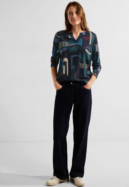 Cecil Long sleeve shirt with graphic print - blue (34077)