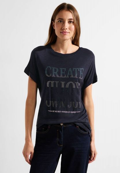 Cecil Shirt with stones wording - blue (34077)