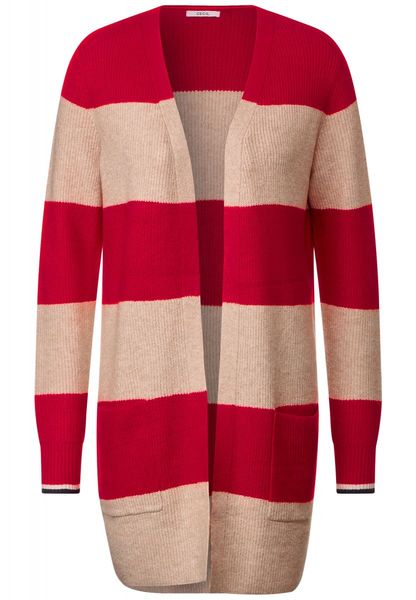 Cecil Cardigan cosy à rayures - rouge/beige (35328)