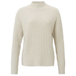 Yaya Pull à col roulé et manches longues avec motif côtelé - beige (344032)