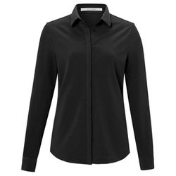Yaya Jersey shirt with long sleeves and buttons - black (00001)