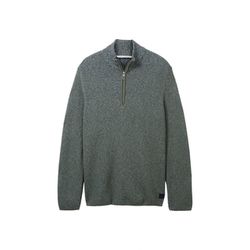 Tom Tailor Knit sweater with troyer collar - green (32741)